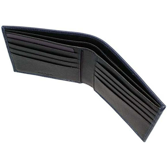 Prada Men's Blue Black Saffiano Cuir Leather Billfold Wallet - Picture 2 of 6